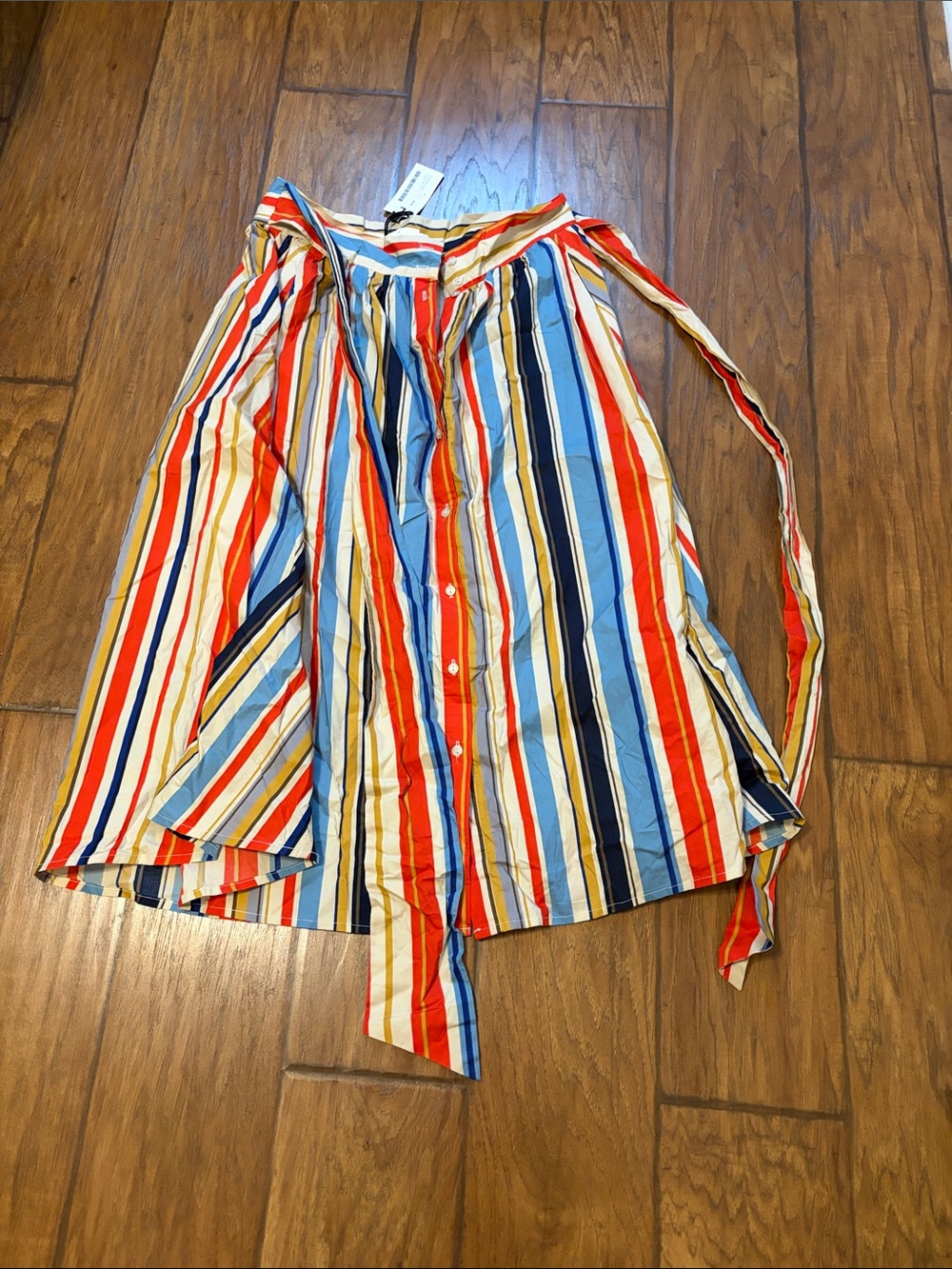 Astr Multicolor Striped Button-Front Skater Skirt